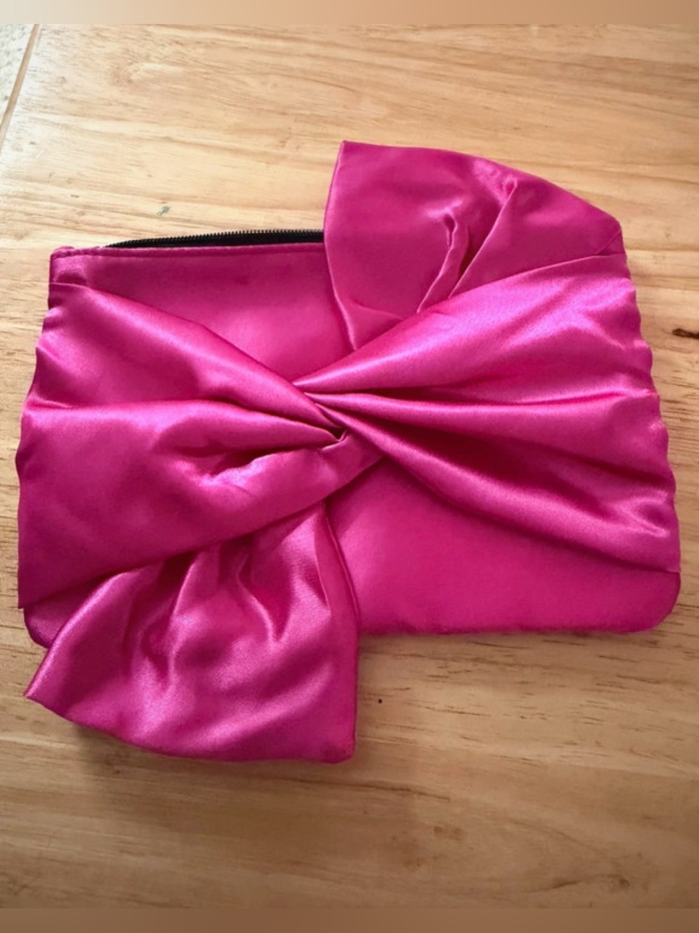 Ipsy Fuchsia Satin Knot Clutch Bag